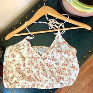 NWOT Cropped Flower Halter Tank